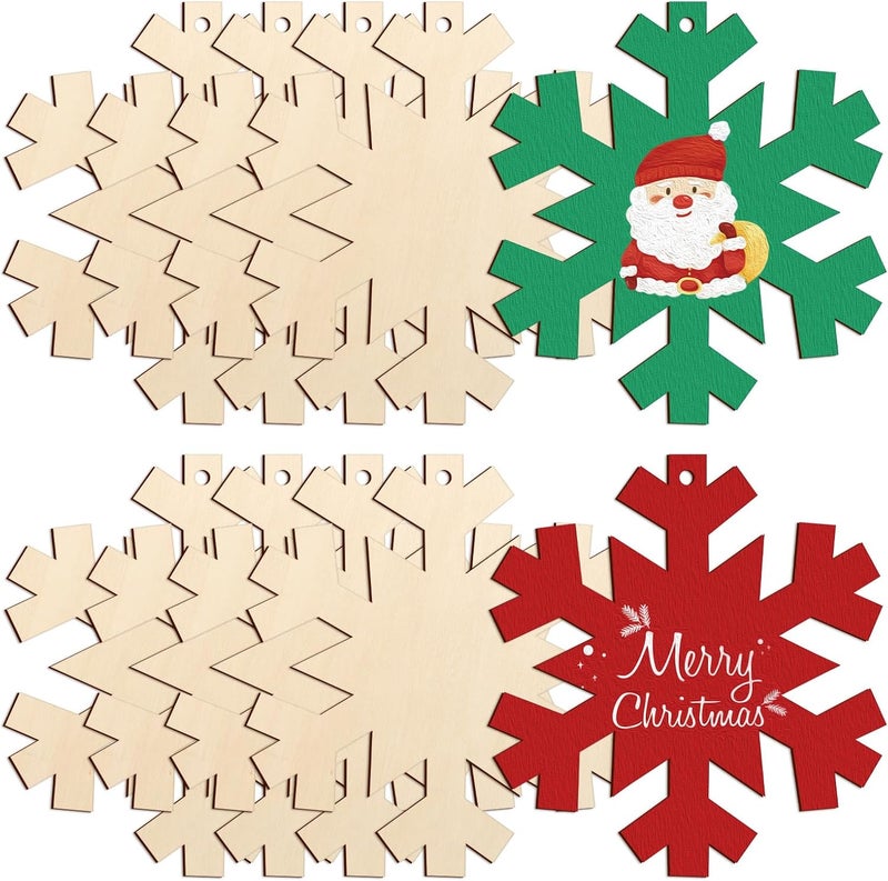 Sophena Large Size 7 inch Wooden Christmas Ornaments to Paint 10PCS, DIY Blank Snowflake Cutouts Unfinished Wood Ornament for Crafts Hanging Christmas Decorations, Wood Discs Ornament for Home Winter - Image 1